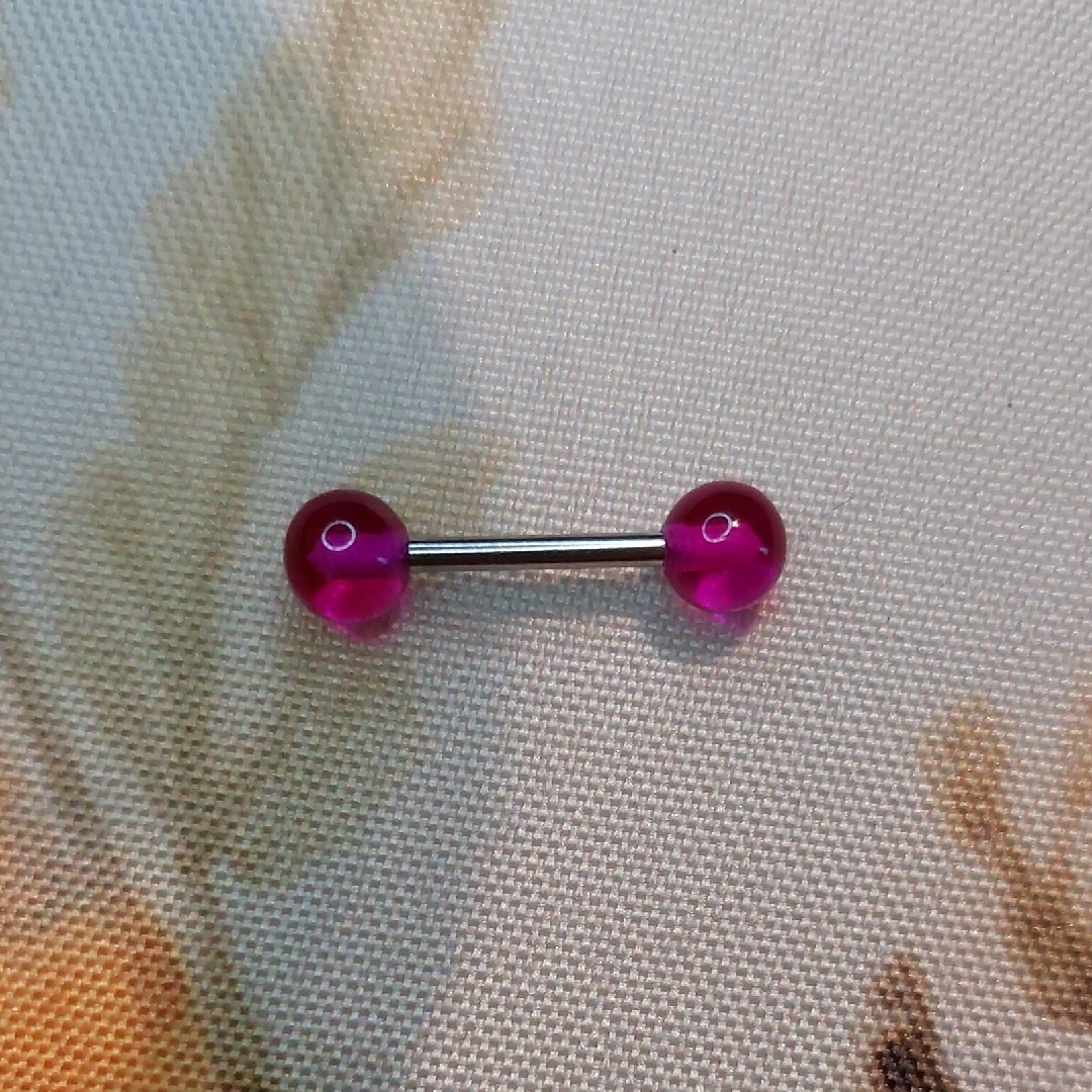 Nwot Barbell Body Jewelry With Clear Fuschia Balls
